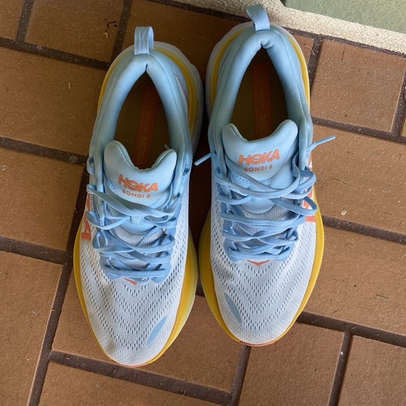 Hoka Blue Yellow Orange Bondi 8 Men’s 11 B Running Shoes Barely Worn! - Picture 2 of 7